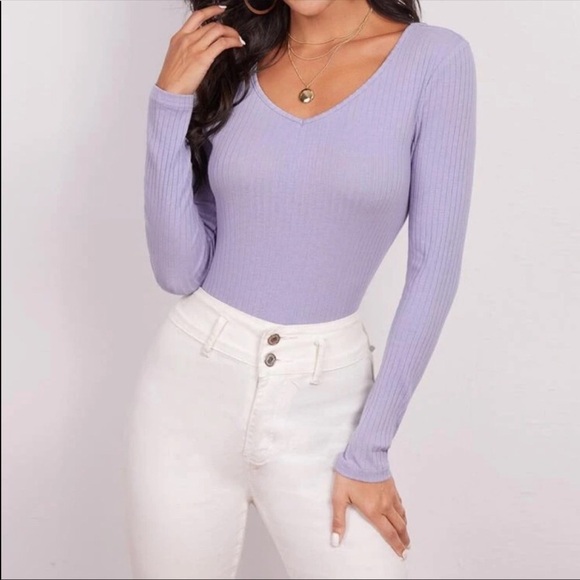 Shein Purple Form Fitted Ribbed Top Size Medium​​ - Picture 6 of 6